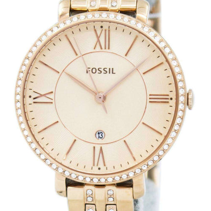 Fossil Jacqueline Quartz Rose Gold Crystals Accents ES3546 Womens Watch