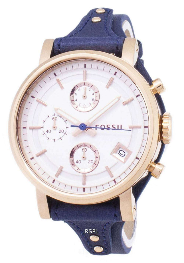 Fossil Original Boyfriend Quartz Chronograph Blue Leather Strap