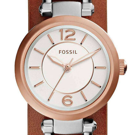 Fossil Georgia Artisan White Dial Brown Leather ES3855 Womens Watch
