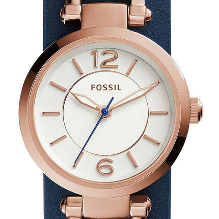 Fossil Georgia Artisan White Dial Navy Blue Leather ES3857 Womens Watch