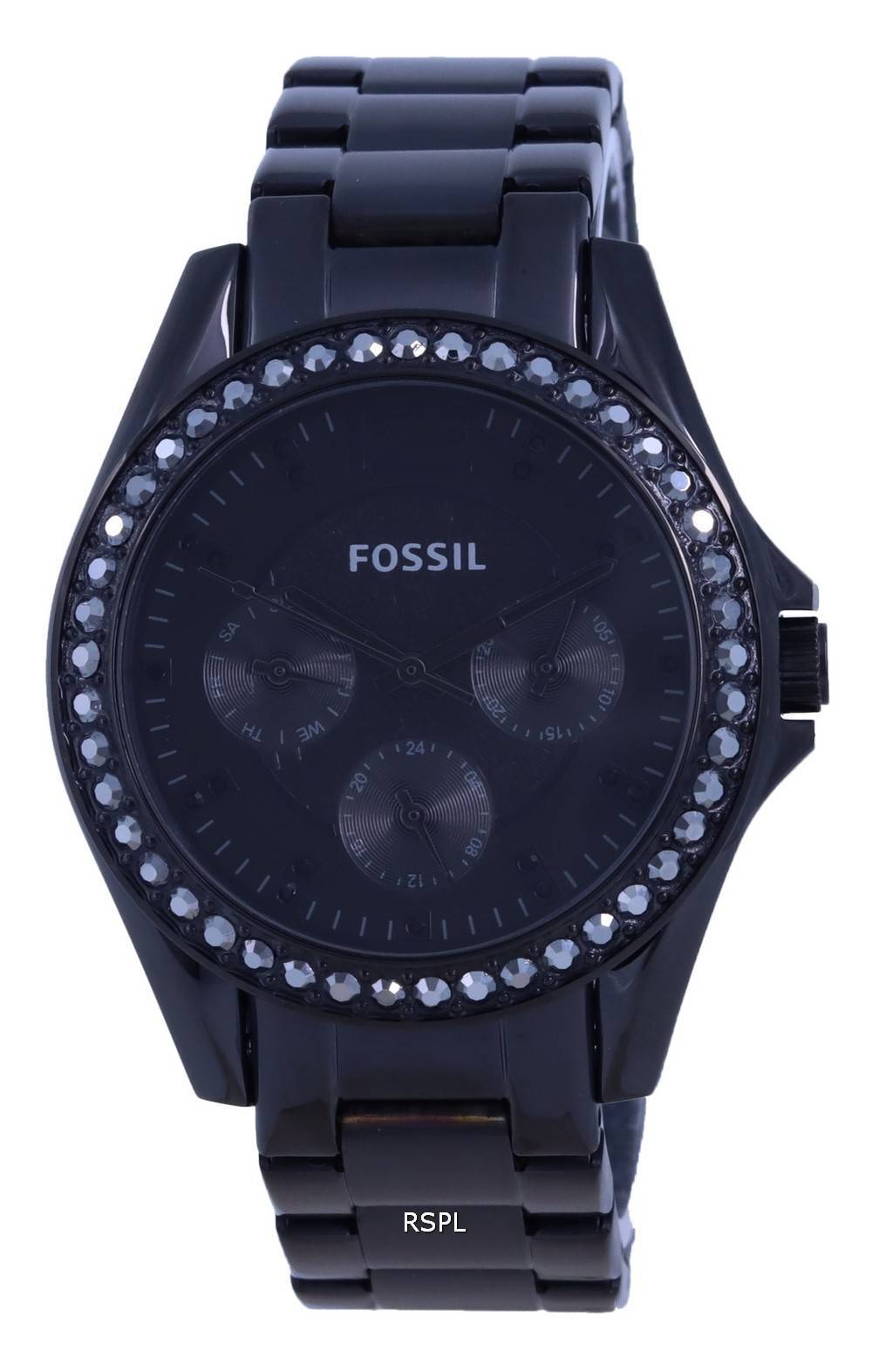 Fossil Riley Multifunction Black Dial Stainless Steel Quartz