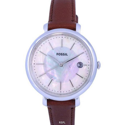 Fossil Jacqueline Leather White Mother Of Pearl Dial Solar ES5090 Womens Watch