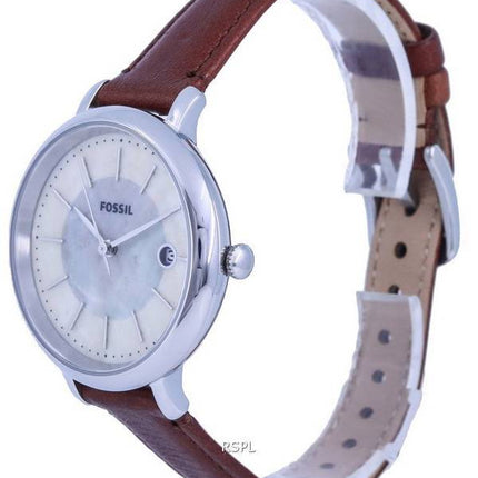 Fossil Jacqueline Leather White Mother Of Pearl Dial Solar ES5090 Womens Watch