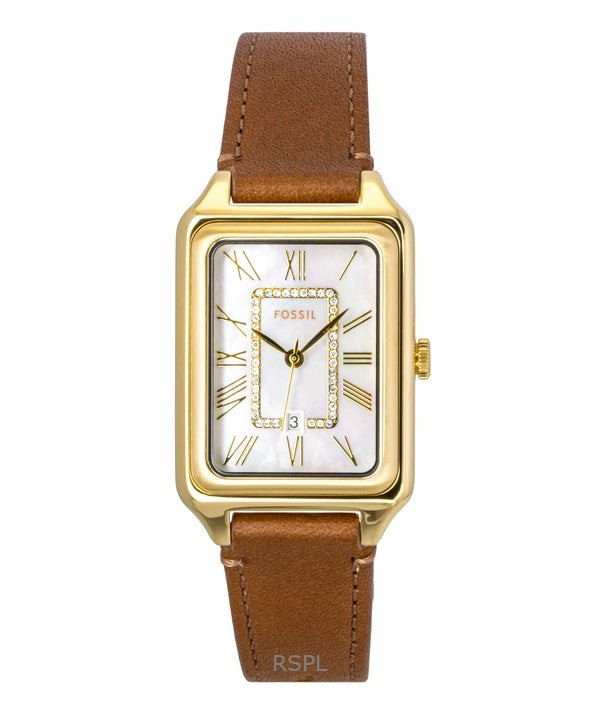 Fossil Raquel Brown Leather Strap White Mother Of Pearl Dial Quartz ES5307 Women's Watch