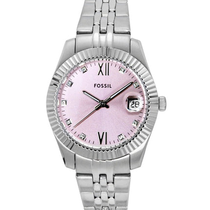 Fossil Scarlette Stainless Steel Pink Sunray Dial Quartz ES5403 Women's Watch