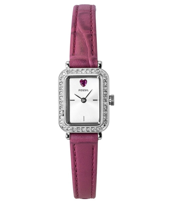 Fossil Raquel Mini Pink Leather Strap Silver Dial Quartz ES5466 Women's Watch