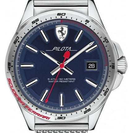 Ferrari Scuderia Pilota Blue Dial Stainless Steel Quartz 0830491 Men's Watch