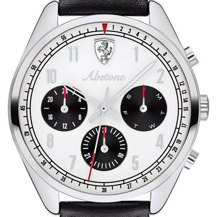 Ferrari Scuderia Abetone White Dial Leather Strap Quartz 0830569 Men's Watch