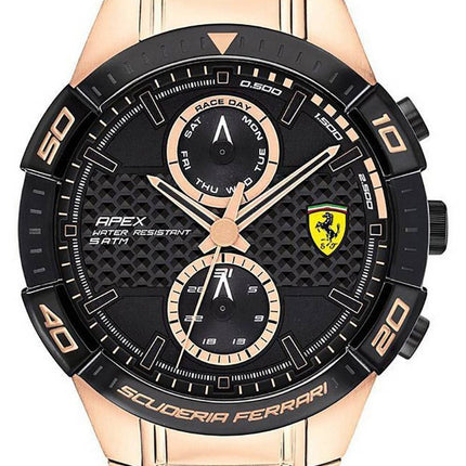 Ferrari Scuderia Apex Black Dial Gold Tone Stainless Steel Quartz 0830640 Men's Watch