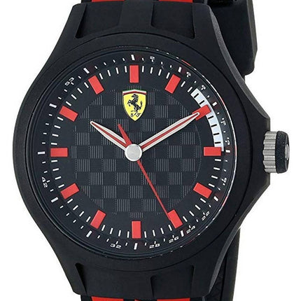Ferrari Scuderia Pilota Evo Black Dial Leather Strap Quartz 0830712 Men's Watch