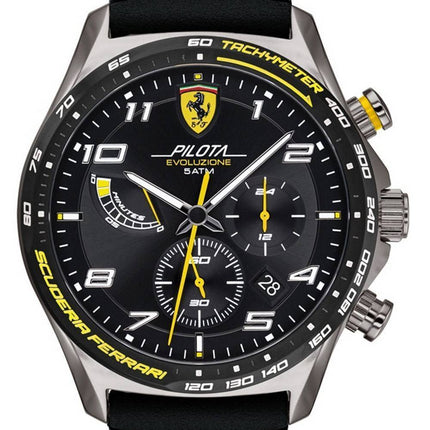 Ferrari Scuderia Pilota Evo Chronograph Leather Strap Quartz 0830718 Mens Watch