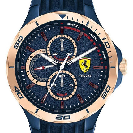 Ferrari Scuderia Pista Blue Dial Silicon Strap Quartz 0830724 Mens Watch