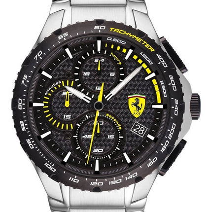 Ferrari Scuderia Pista Chronograph Black Dial Stainless Steel Quartz 0830729 Men's Watch
