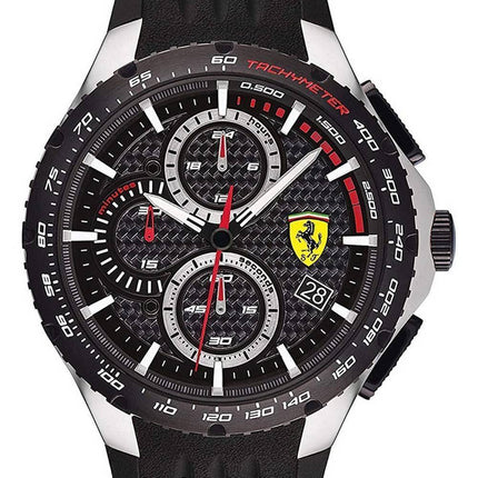 Ferrari Scuderia Pista Chronograph Black Dial Silicon Band Quartz 0830732 Men's Watch
