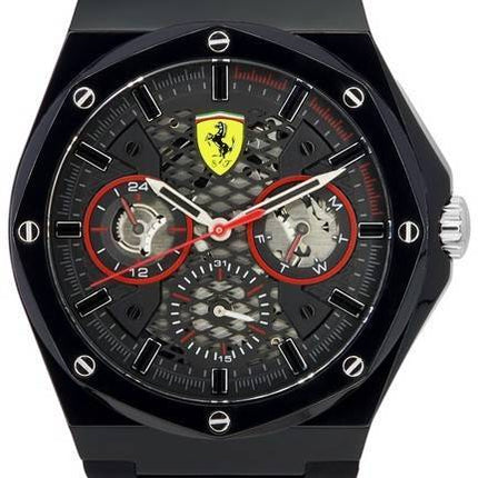 Scuderia Ferrari Aspire Rubber Strap Black Dial Quartz 0830785 Men's Watch