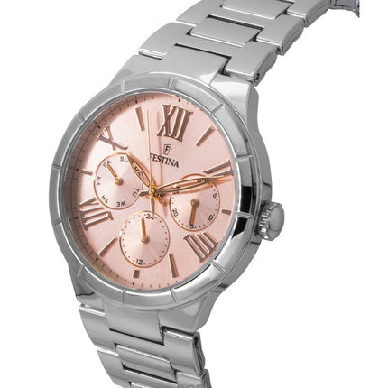 Festina Boyfriend Stainless Steel Multifunction Pink Dial Quartz F16716-3 Women's Watch