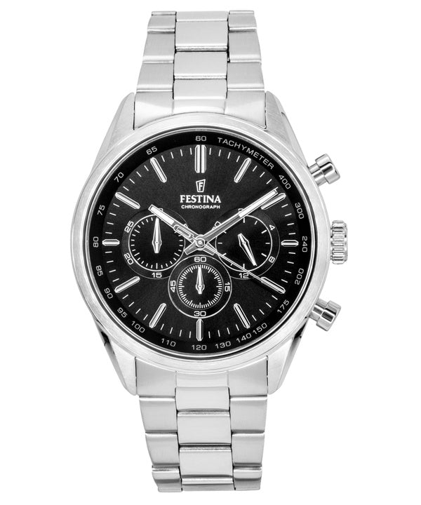 Festina Timeless Chronograph Stainless Steel Black Dial Quartz F16820-4 100M Men's Watch