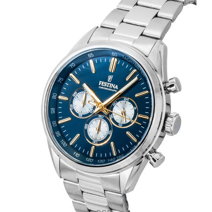 Festina Timeless Chronograph Stainless Steel Blue Dial Quartz F16820-C Men's Watch