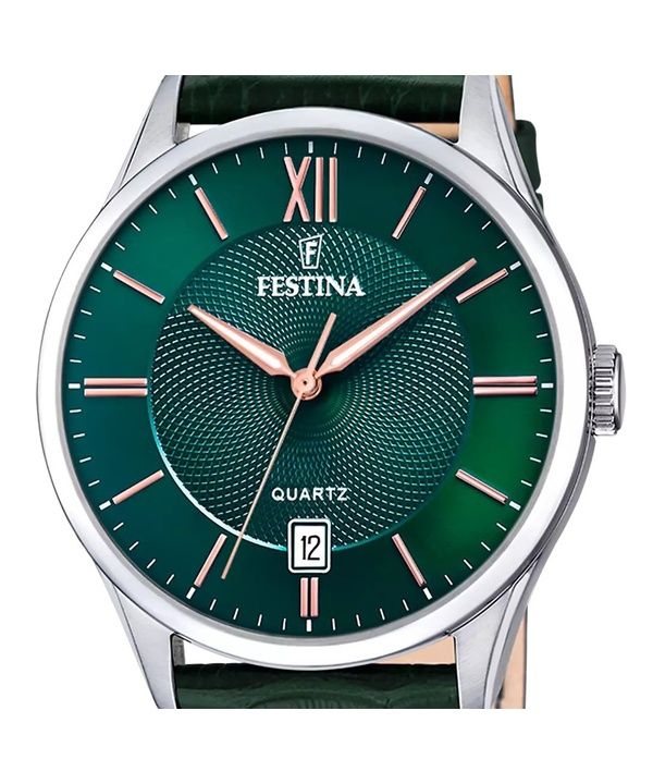 Festina Classics Leather Strap Green Dial Quartz F20426-7 Men's