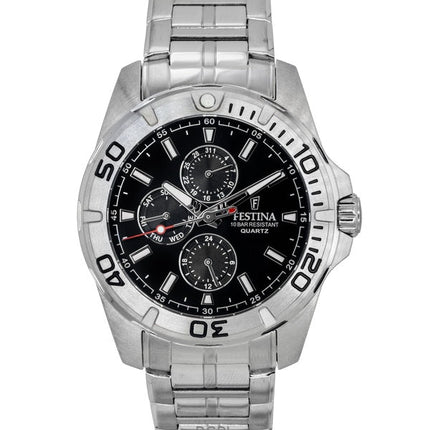 Festina Multifunction Stainless Steel Black Dial Quartz F20445-3 100M Men's Watch