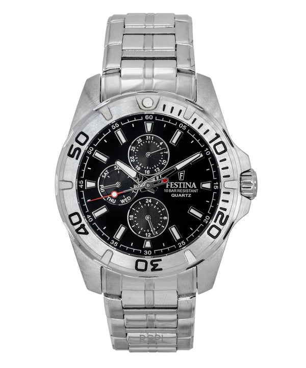 Festina Multifunction Stainless Steel Black Dial Quartz F20445-3 100M Men's Watch