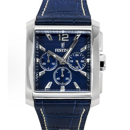 Festina Chronograph Leather Strap Blue Dial Quartz F20636-2 Men's Watch