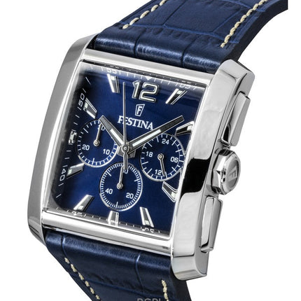 Festina Chronograph Leather Strap Blue Dial Quartz F20636-2 Men's Watch
