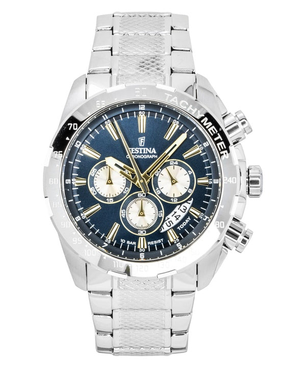 Festina Timeless Chronograph Stainless Steel Blue Dial Quartz F20668-5 100M Men's Watch