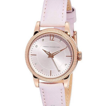 French Connection Crystal Accents Leather Strap Quartz FCS1006P Women's Watch