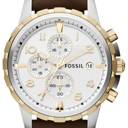 Fossil Dean Chronograph Two-Tone Brown Leather Strap FS4788 Mens Watch