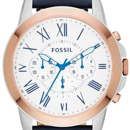 Fossil Grant Chronograph Navy Blue Leather FS4930 Mens Watch
