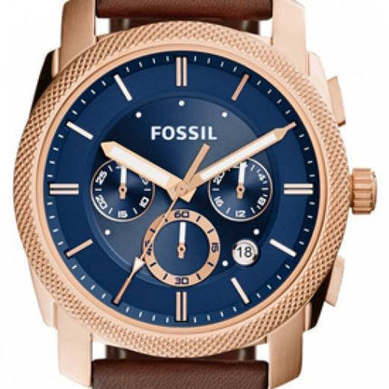 Fossil Machine Chronograph Quartz Brown Leather Strap FS5073 Mens Watch