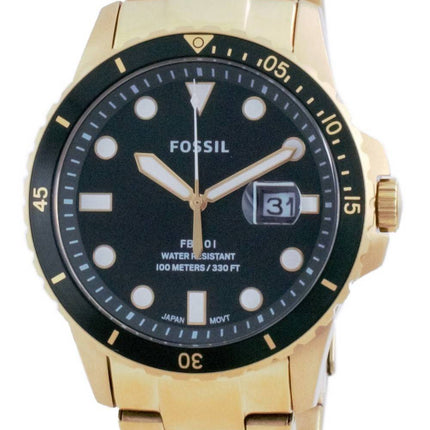 Fossil FB-01 Green Dial Stainless Steel Quartz FS5658 100M Mens Watch