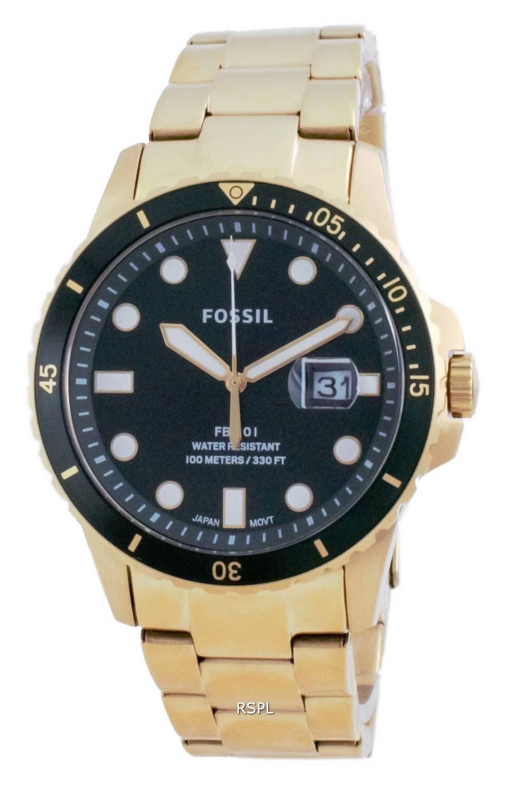 Fossil FB-01 Green Dial Stainless Steel Quartz FS5658 100M Mens
