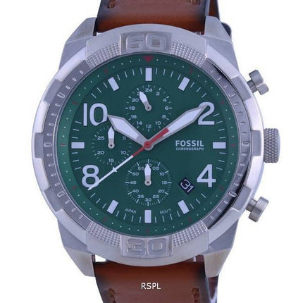 Fossil Bronson Chronograph Green Dial Leather Strap Quartz FS5738 Men's Watch