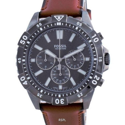 Fossil Garrett Chronograph Black Dial Leather Quartz FS5770 100M Mens Watch