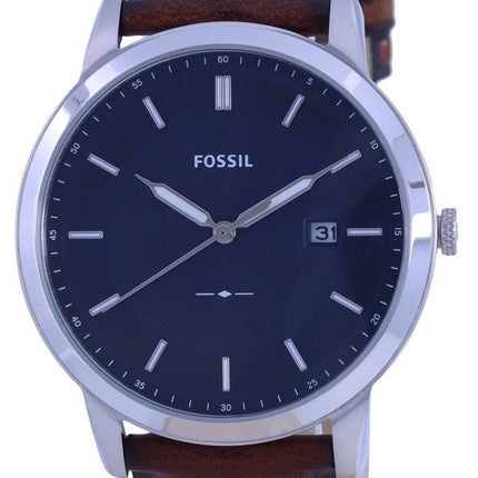 Fossil The Minimalist Blue Dial Leather Strap Solar FS5839 Men's Watch