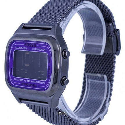 Fossil Retro Digital Chronograph Smoke Stainless Steel Mesh Quartz FS5888 Mens Watch