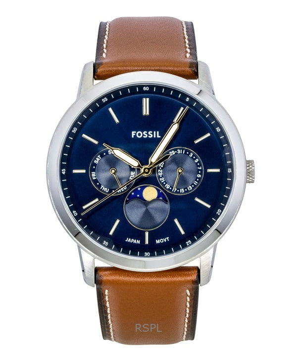 Fossil Neutra Moonphase Leather Strap Multifunction Blue Dial Quartz FS5903 Men's Watch