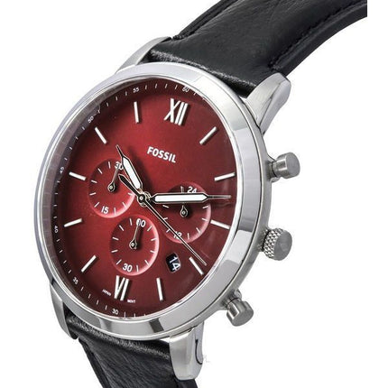 Fossil Neutra Chronograph Black LiteHide Leather Strap Burgundy Dial Quartz FS6016 Men's Watch