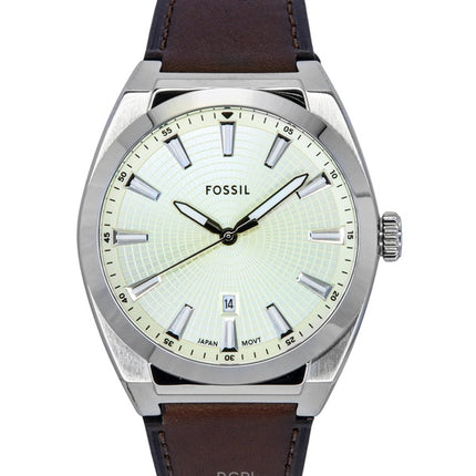 Fossil Everett Leather Strap Cream Dial Quartz FS6071 Men's Watch