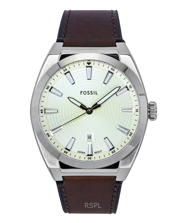Fossil Everett Leather Strap Cream Dial Quartz FS6071 Men's Watch