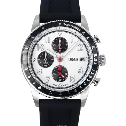 Fossil Sport Tourer Chronograph Leather Strap White Dial Quartz FS6087 Men's Watch