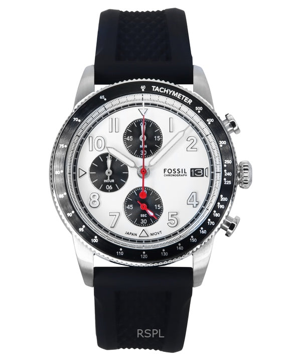 Fossil Sport Tourer Chronograph Leather Strap White Dial Quartz FS6087 Men's Watch