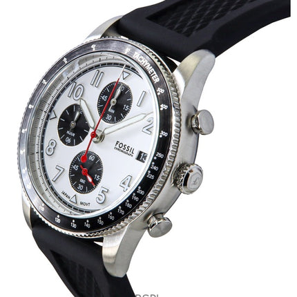 Fossil Sport Tourer Chronograph Leather Strap White Dial Quartz FS6087 Men's Watch
