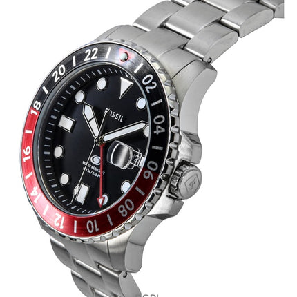 Fossil Blue GMT Stainless Steel Black Dial Quartz FS6092 100M Men's watch