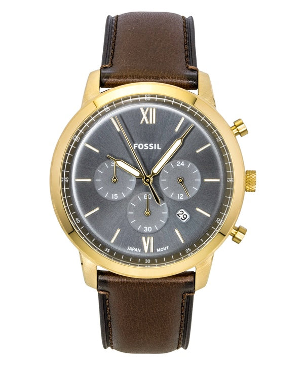 Fossil Neutra Chronograph Brown Leather Strap Blue Dial Quartz FS6162 Men's Watch