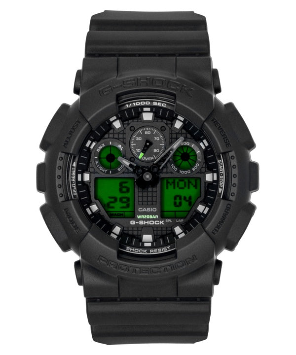 Casio G-Shock Analog Digital Black Dial Resin Quartz GA-100BEG-1A 200M Men's Watch