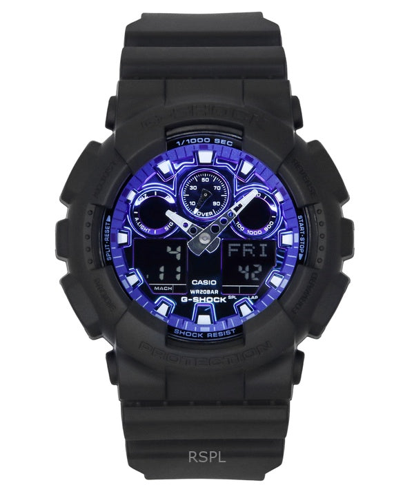 Casio G-Shock Analog Digital Resin Strap Blue Dial Quartz GA-100FL-1A 200M Men's Watch