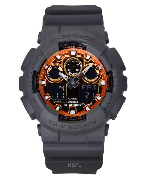 Casio G-Shock Analog Digital Resin Strap Multicolor Dial Quartz GA-100FL-8A 200M Men's Watch